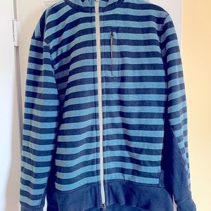 LULULEMON MENS BLUE STRIPED SCUBA FULL ZIP JACKET